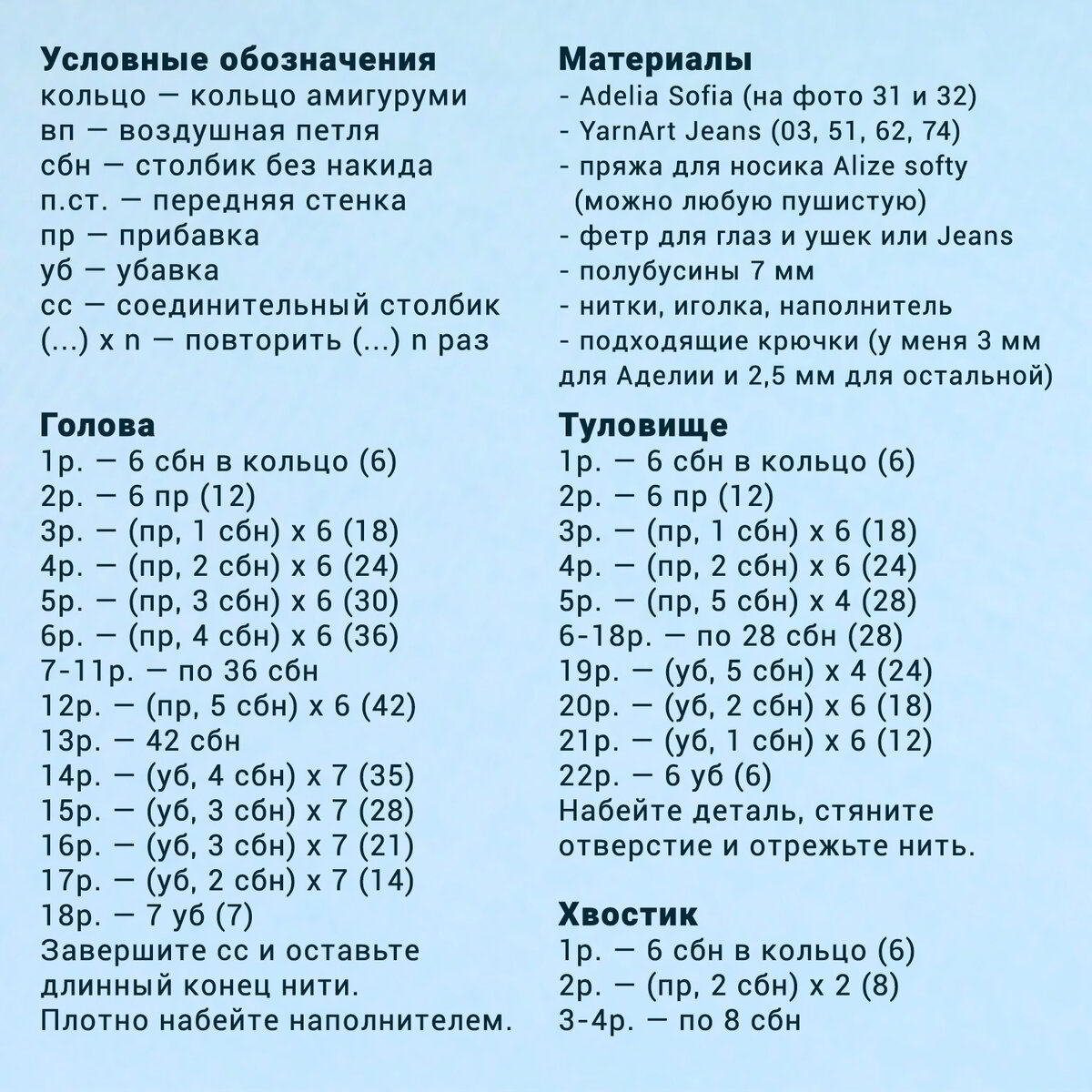 Материалы и условные обозначения