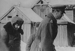 Пленение Фридриха Паулюса. Вместе а адъютантом его конвоируют в штаб 64-й армии.