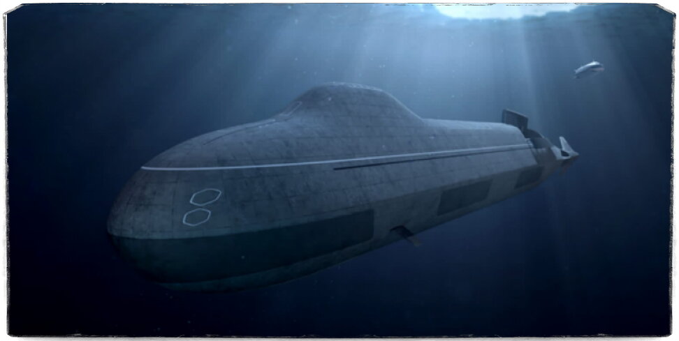 Источник: ЦКБ "Рубин". В кадре уже сам "Арктур" и на рендере хорошо видны все его нюансы. Справа автономный дрон, что автоматически вносит подлодку в 5-е поколение.