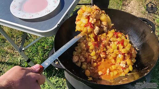 Овощное рагу - Кабачки с овощами и куриным филе в казане на огне / SteinFood