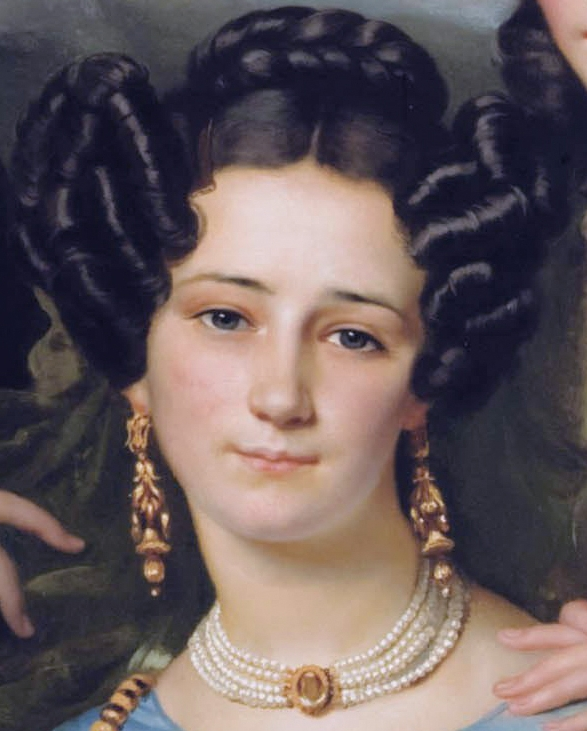 Теодор Жозеф Жоне с дочерями, Франсуа-Жозеф Навез, 1832. (c) Из частной коллекции. Деталь.