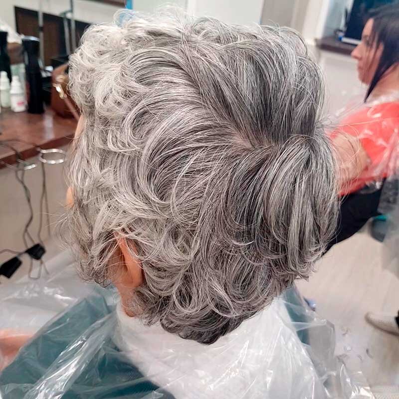 Окрашивание седых волос в салоне