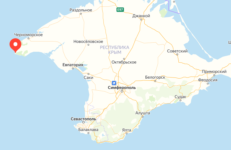 Оленевка Village на карте Крыма.