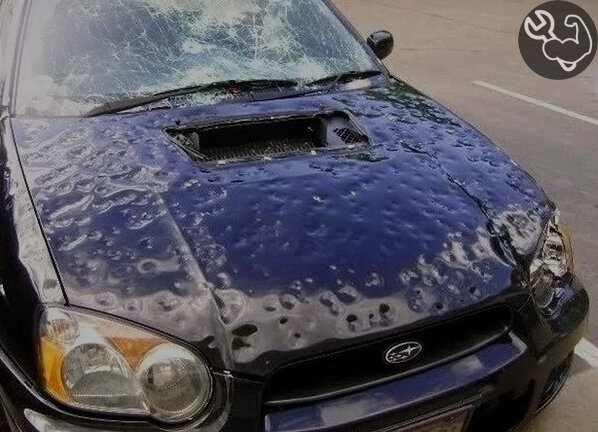 Последствие града.