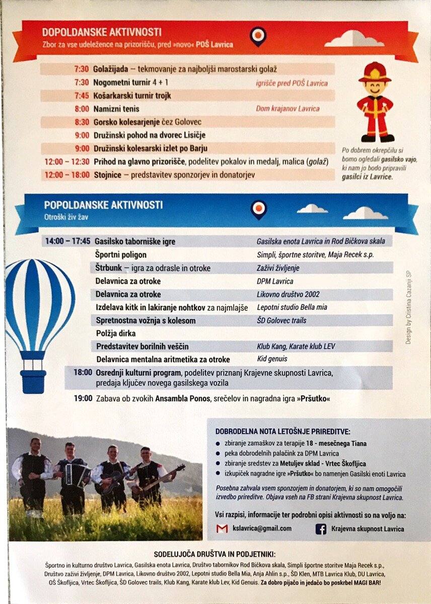 Расписание дня города в пригороде Словении