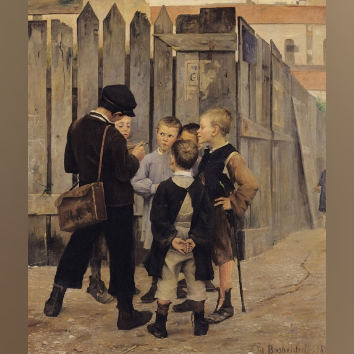 Встреча. Художник Башкирцева М.К, 1884 г. Музей Орсе, Париж.