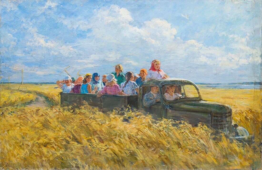 Картина утро в колхозе