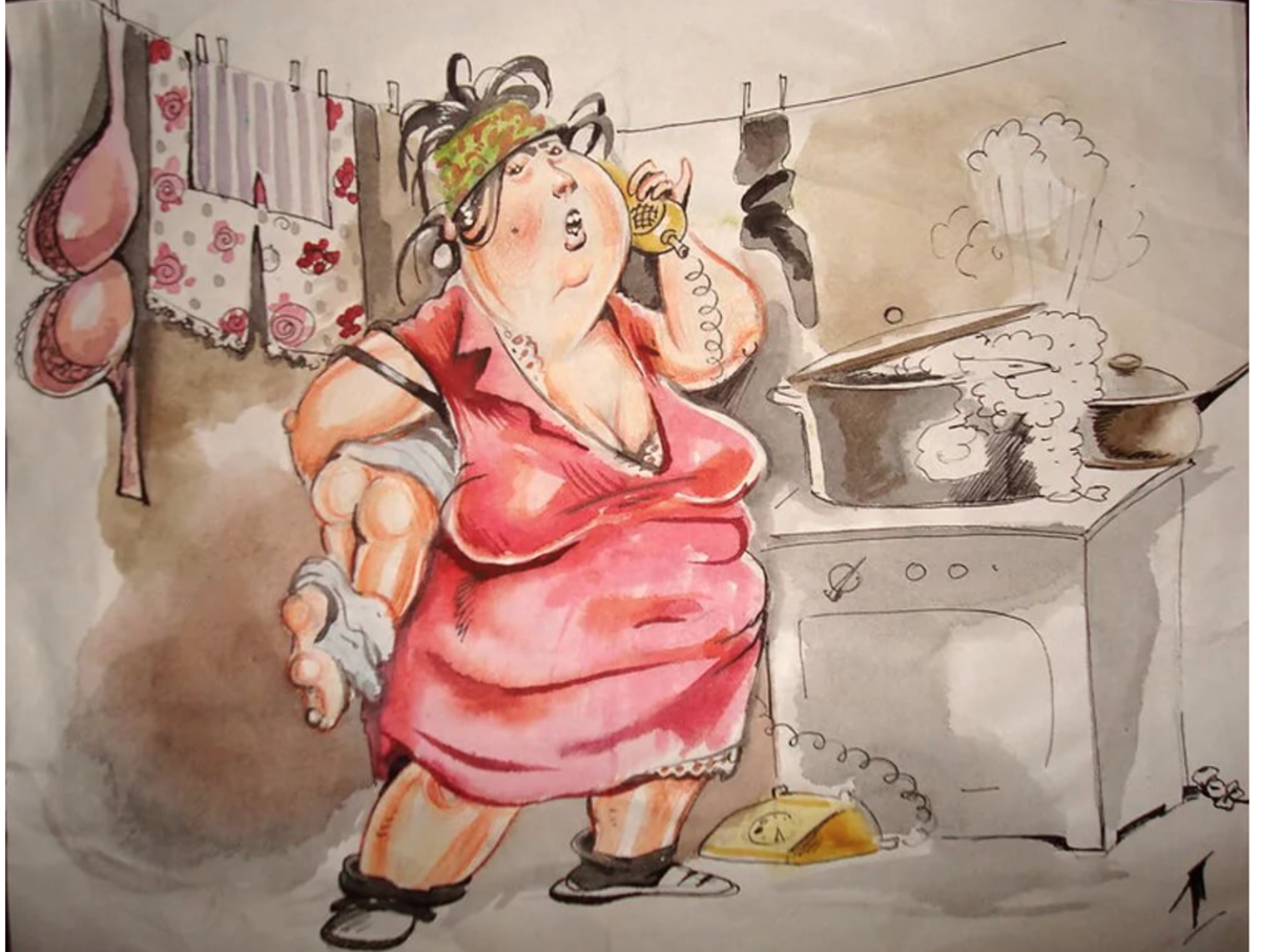 Домохозяйка карикатура. Женщина на кухне карикатура. Шарж домохозяйка. Домохозяйка иллюстрация. Толстая жена на кухне
