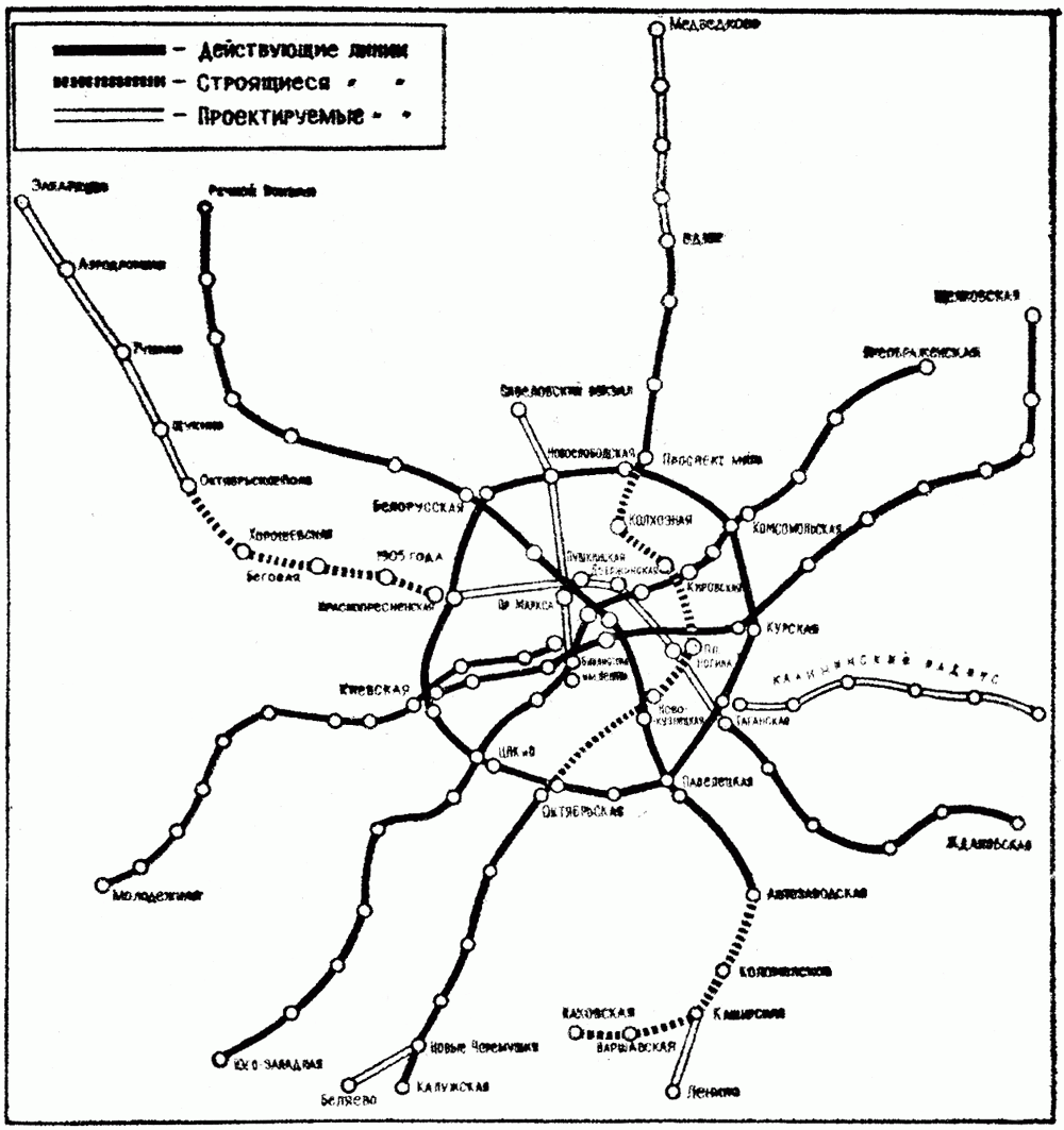 Перспективная схема Московского метро 1968 года. С сайта www.metro.ru.