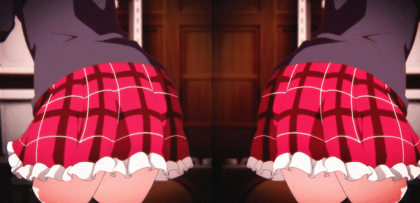 Короткие юбки в гиф аниме.