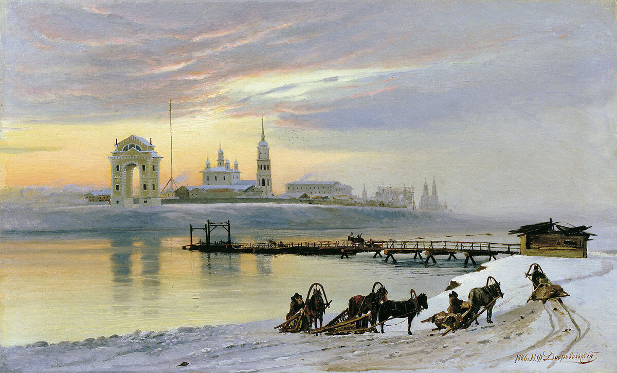 Переправа через Ангару Николай Добровольский, 1886