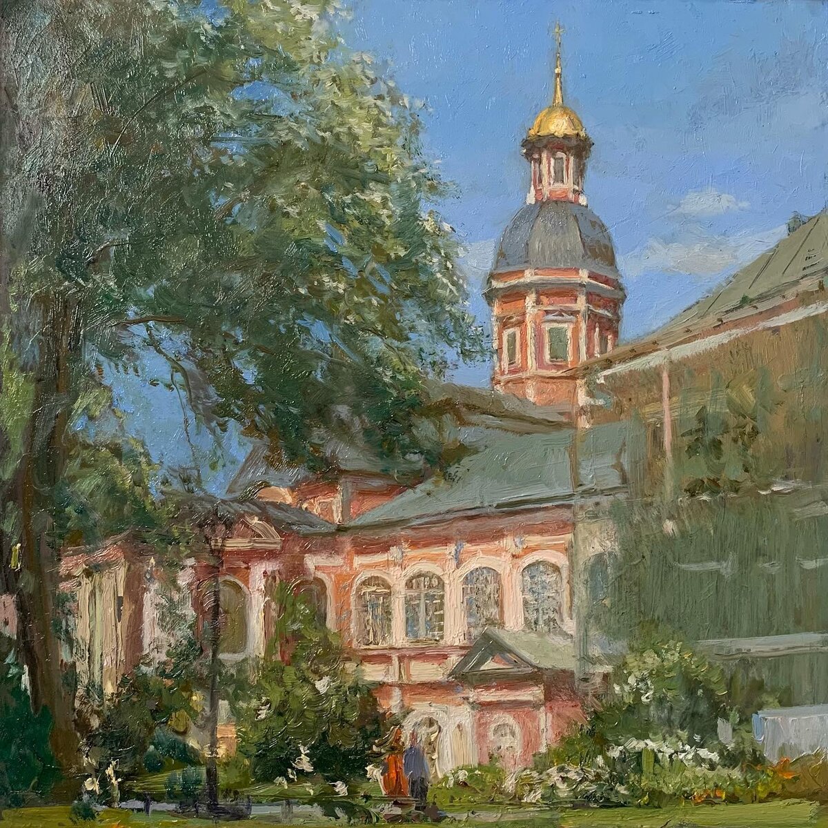 В Лавре. Картон / масло. 24х24. 2021 г. Изображение со страницы facebook.com/SamsonovaViktoria/