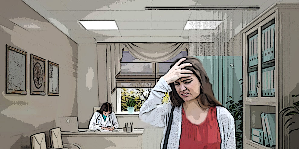 Женщина в кабинете доктора. Иллюстрация