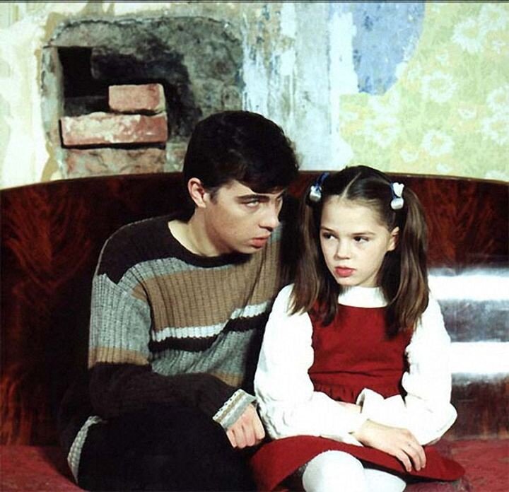 Катя с Сергеем Бодровым на съёмках фильма "Сёстры"