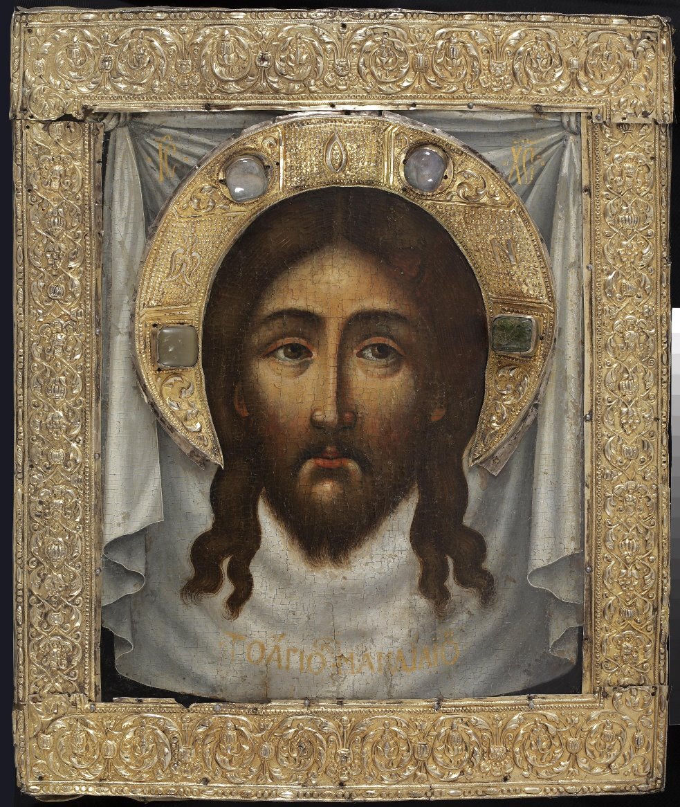 Икона в окладе с венцом. Спас Нерукотворный. Последняя треть XVII в. Из собрания ГВСМЗ