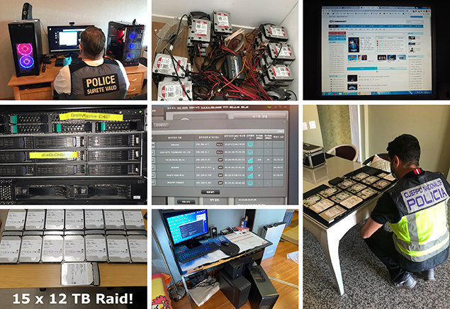 Фото правоохранительных органов Германии, Кореи, Латвии, Португалии, Испании, Швеции и Швейцарии