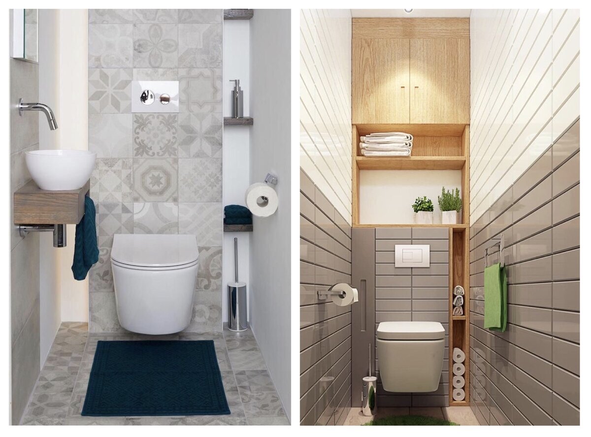 Дизайн маленького туалета с инсталляцией (65 фото)