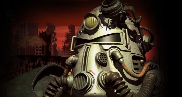 Скриншот сделан в игре "Fallout" / Символ серии, броня Братства Стали
