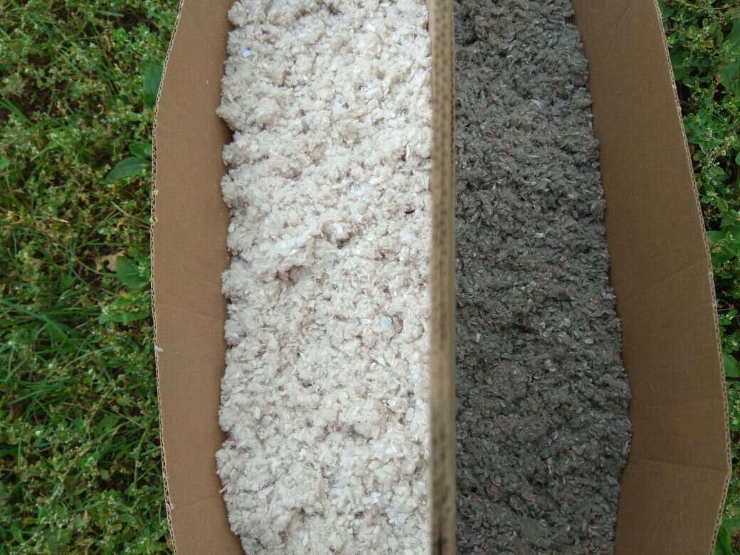 Сравнение продукции из обычной газеты и целлюлозы первичной (ECOWOOOL)