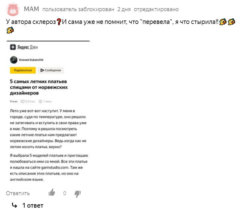 Комментарий на моем канале от какой-то неадекватной личности