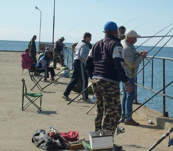 Это конечно увы, не фото тех времен.  На таком вот волноломе и ловили. Но  и люди и время было другим.  Это фото из интернета.