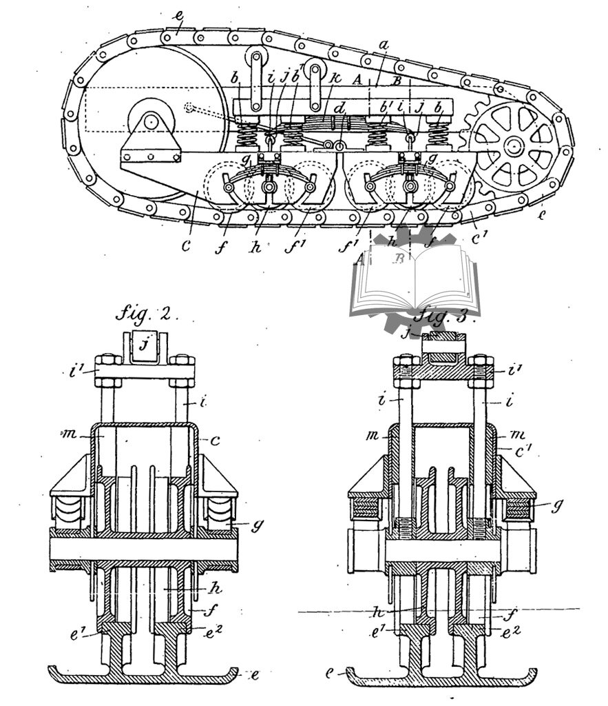 Из патента на подвеску танка, которую Эмишен разработал летом 1917 года.