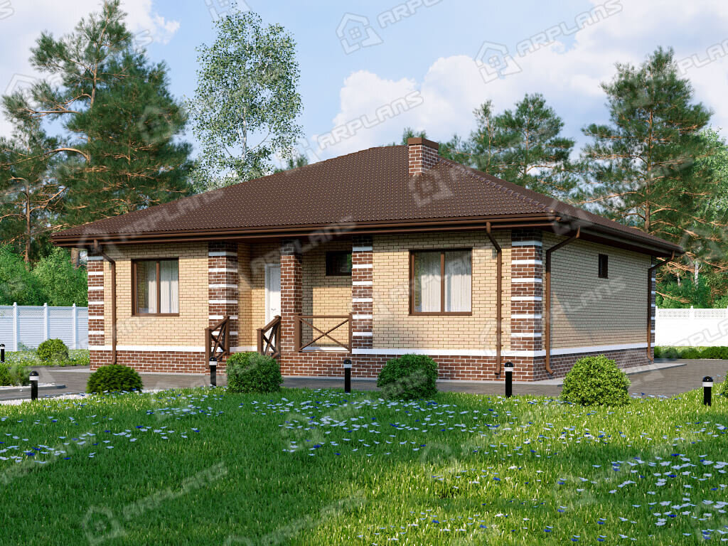 Фото 2 одноэтажного дома из газобетона с 3 спальнями и газовой котельной. Общая площадь 110 кв м. Источник arplans.ru Проект К-376