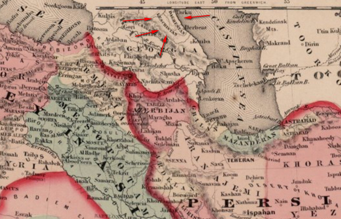 Карта лезгистана в 17 веке
