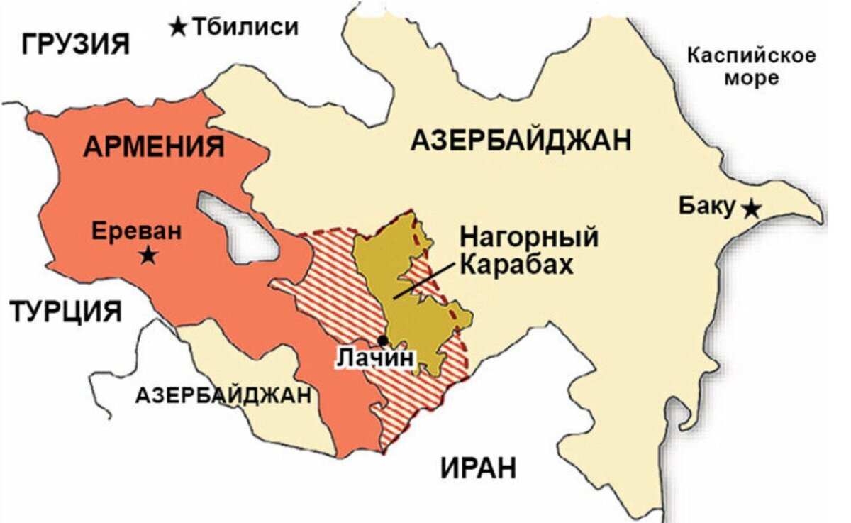 Карта Армении с Нагорным Карабахом