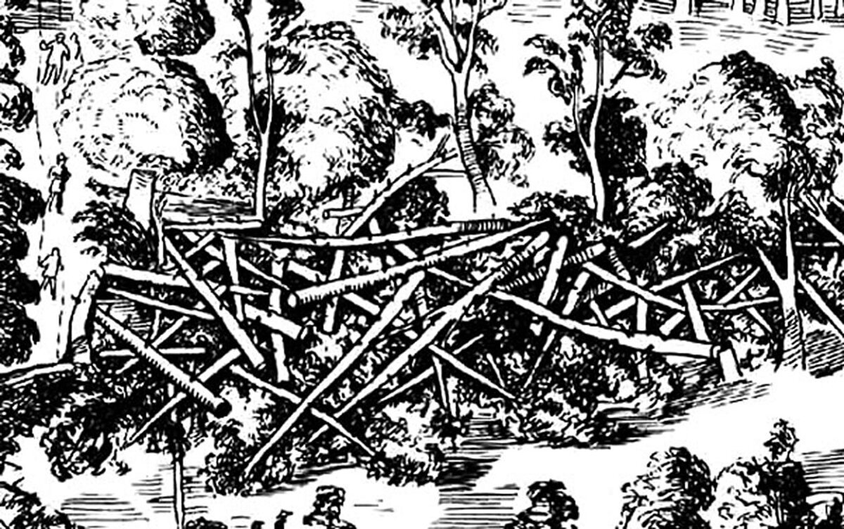 Засека в лесу, В. Гондиус, 1636 г., деталь.
