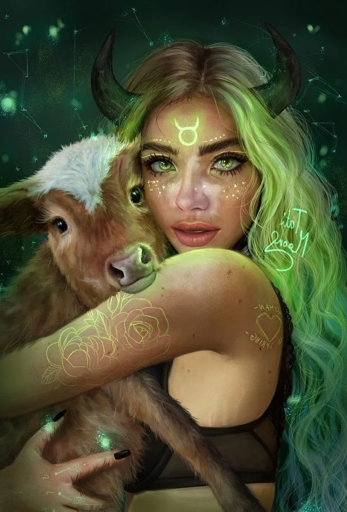 Девушка телец бык. Tati moons art знаки зодиака. знак зодиака телец. tati moons art zodiac близнецы. девушка телец.