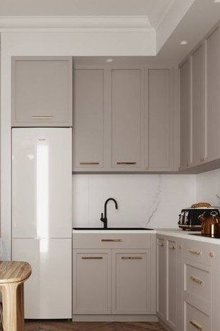 Бежевый холодильник в интерьере белой кухни (73 фото) - красивые картинки и HD фото