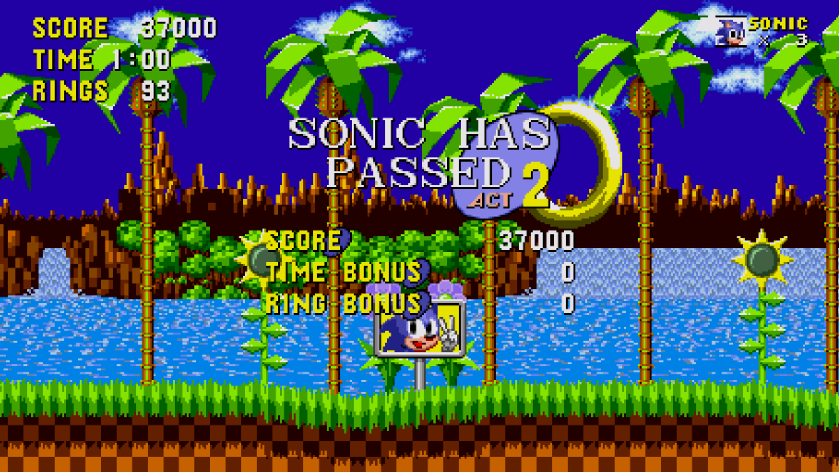 Все тот же легендарный и яркий Green Hill с крутящимися подсолнухами! Вы знали, что дизайн этих уровней создавался целый год?)