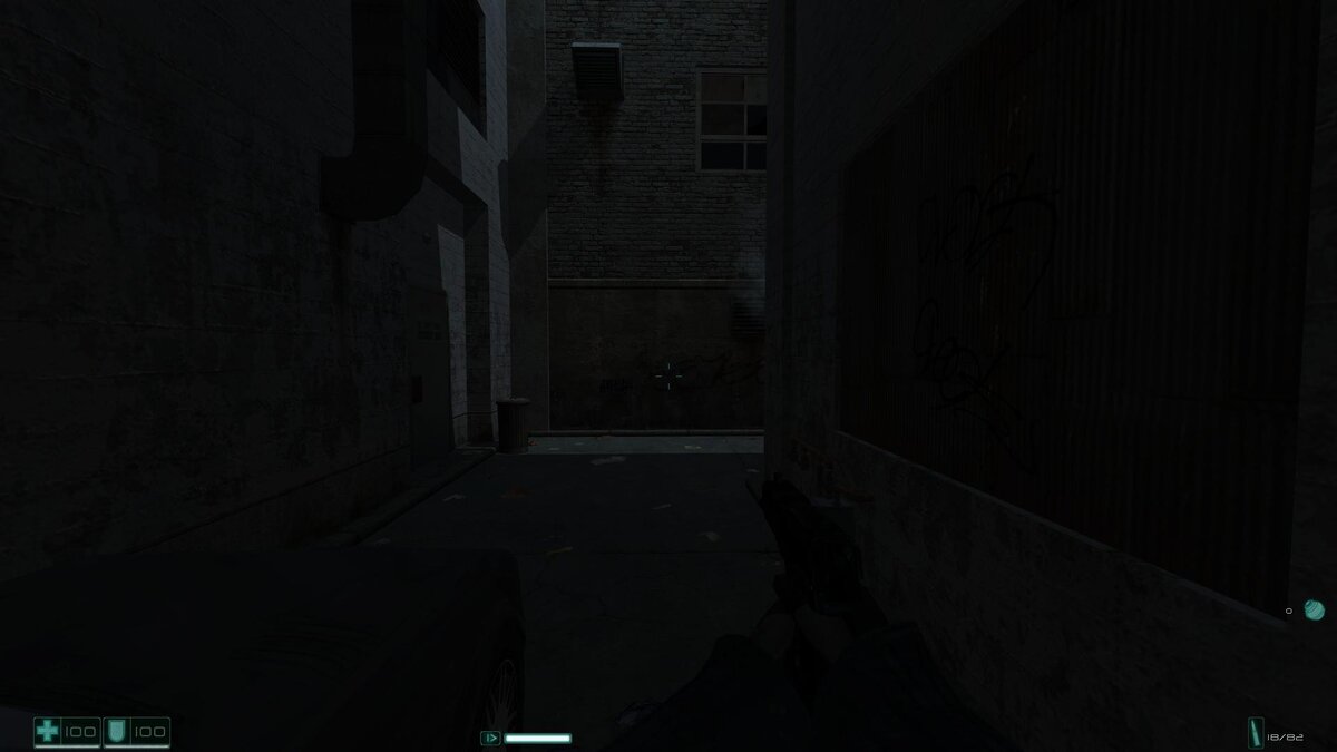 Стартовый закоулок отличное место что бы подкорректировать яркость монитора. Несмотря на возможность сделать уровни гораздо ярче что упростит видимость Я настоятельно не советую этого делать так как это убьёт весь антураж игры.