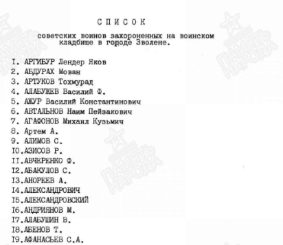 фрагмент паспорта захоронения сайт Память народа