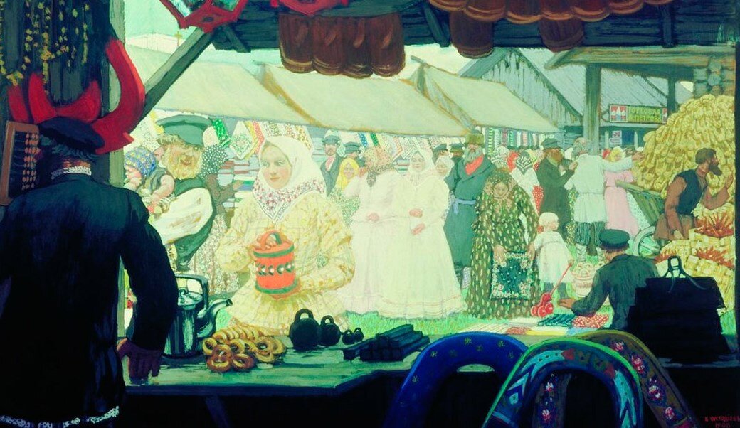 Б. Кустодиев. Ярмарка. 1908 г