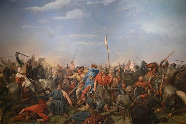 Битва при Стэмфорд Бридж, 1066 год, Питер Николай Арбо, 1870 год. (Общественное Достояние)