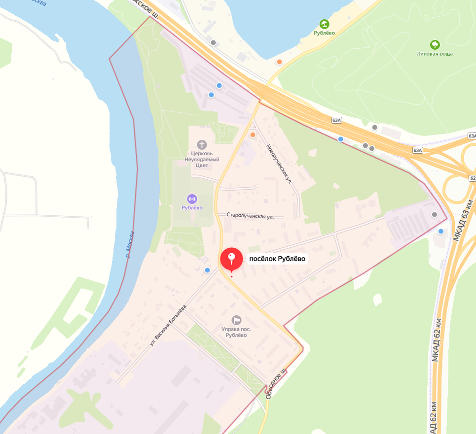 Поселок Рублево на карте