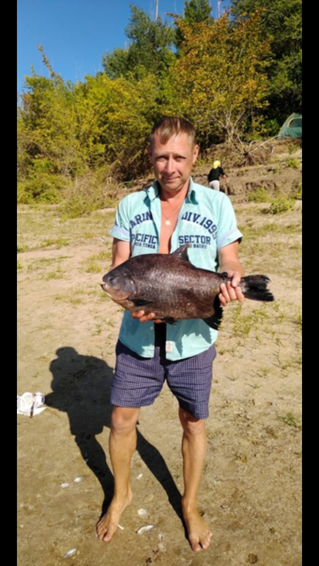 Волгоградский рыбак с волгоградской пираньей)))))