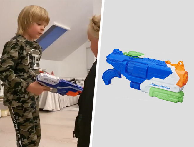 Гном Гномыч с пистолетом Nerf 