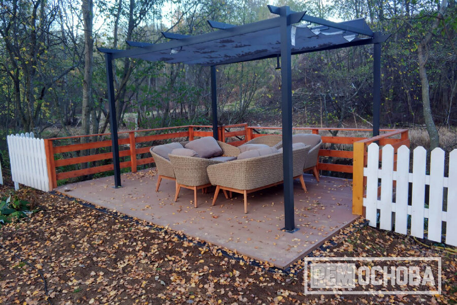 Благоустройство территории вдоль берега реки: смотровая площадка, причал, укрепление берега, забор