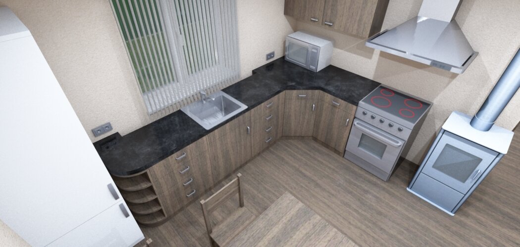 Кухня и столовая.