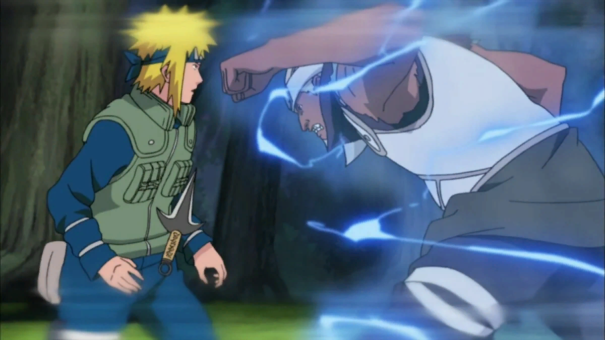 Минато Намиказе против 4 Райкаге