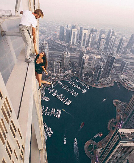 Фотомодель Виктория Одинцова. Экстримальные съёмки на Башне Кайан в Дубае
