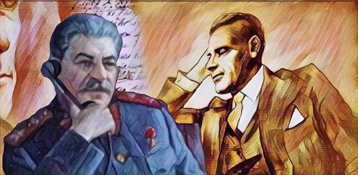 Булгаков и Сталин. Сталин говорит по телефону. Здравствуйте Здравствуйте товарищ Маршал. Чей портрет на столе в передаче Здравствуйте товарищи.