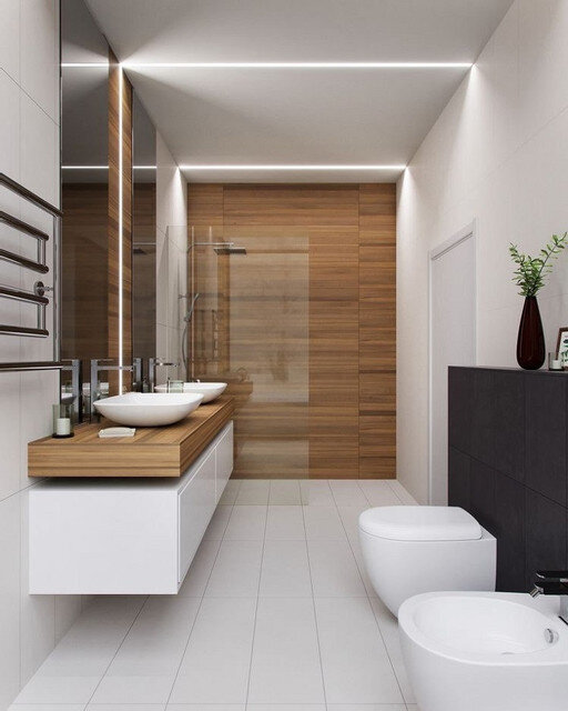 4 варианта прямоугольной ванной комнаты