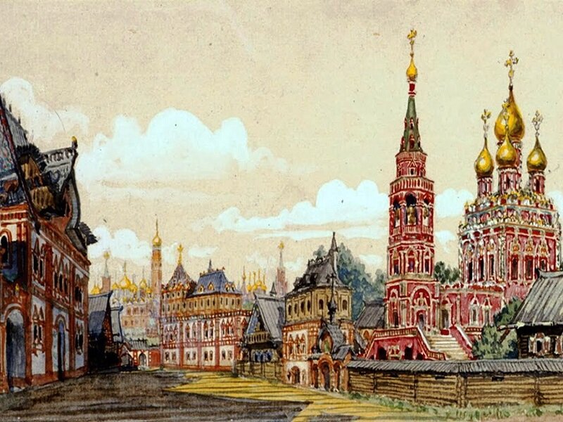 Кадашевская слобода в 18 веке. Храм Воскресения Христова.