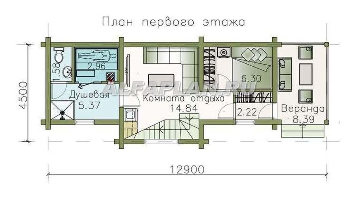 НА СЛАЙД ШОУ 2 ФОТО: Планировка бани - гостевого дома 808С © Владимир Тарасов 