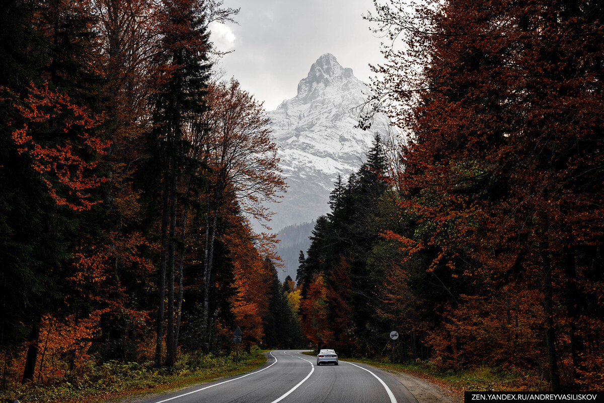 красивая дорога по пути в Домбай