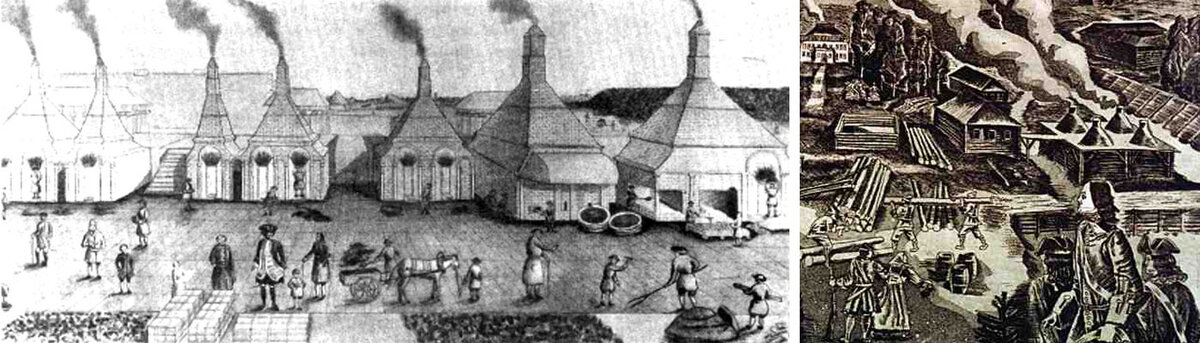 Рис. 1. Металлургические заводы при Петре I.